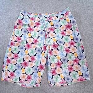 johnnie-O Swim Trunks Men Size Small Multicolor Excellent Floral Medallion Print